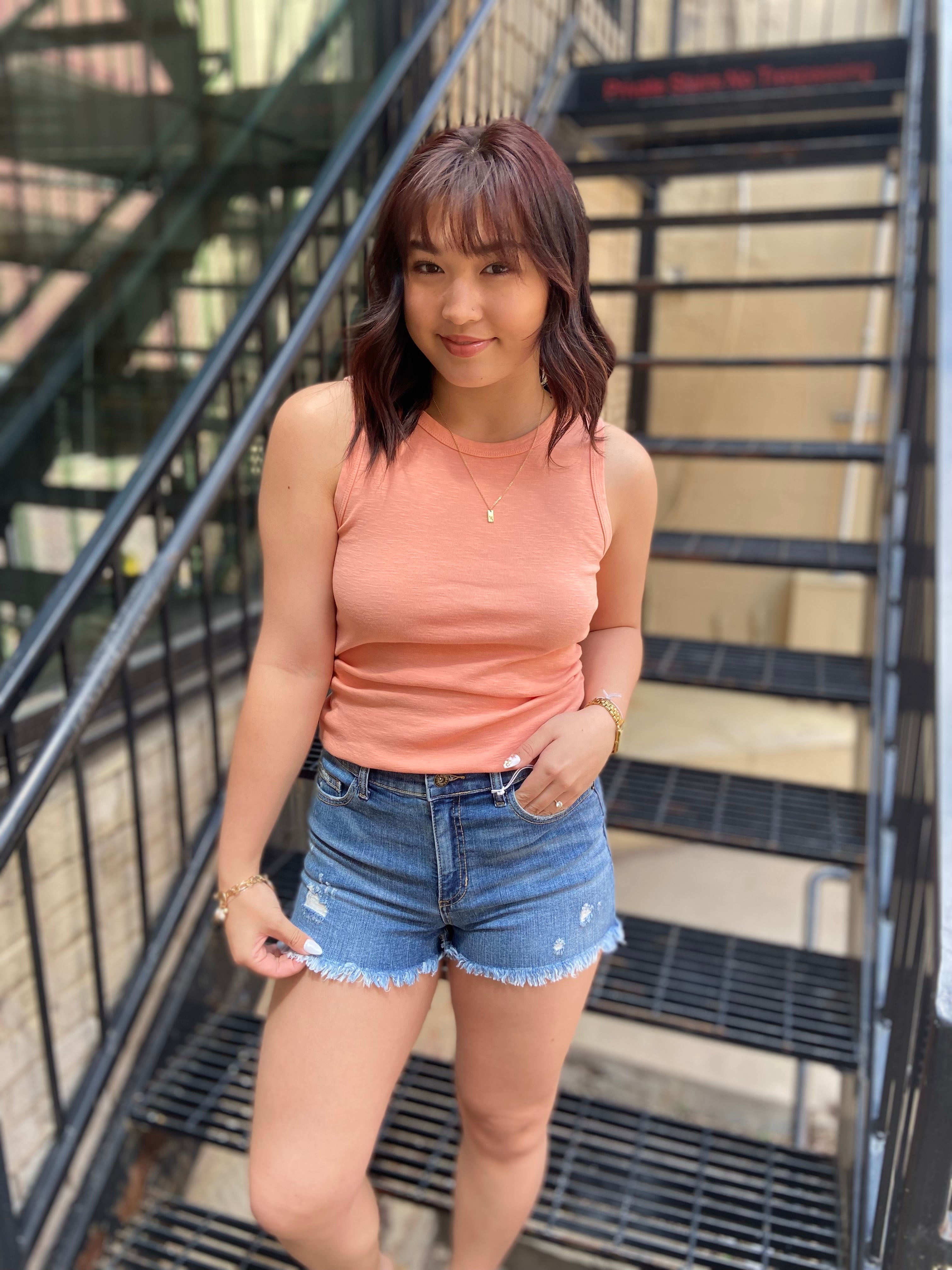 Lowen Sneak Peek Mid Rise Jean Shorts