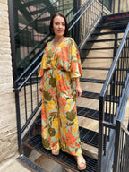 Envy Sage Floral Satin Back Tie Jumpsuit