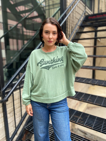 Sunshine State Of Mind Sage Cropped Sweater