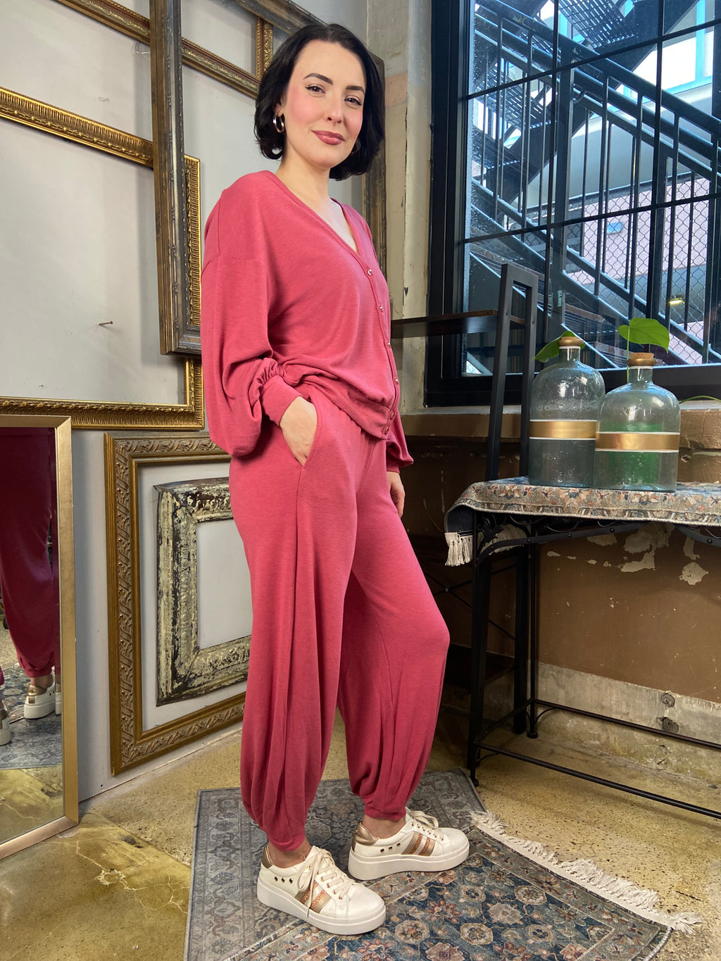 Ava Rose Soft Long Sleeve Cardigan and Wide Jogger Set