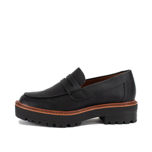 Sherry Black Lug Sole Chunky Loafer Shoes