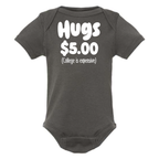 HUGS $5.00 BABY ONESIE : Black -6 months