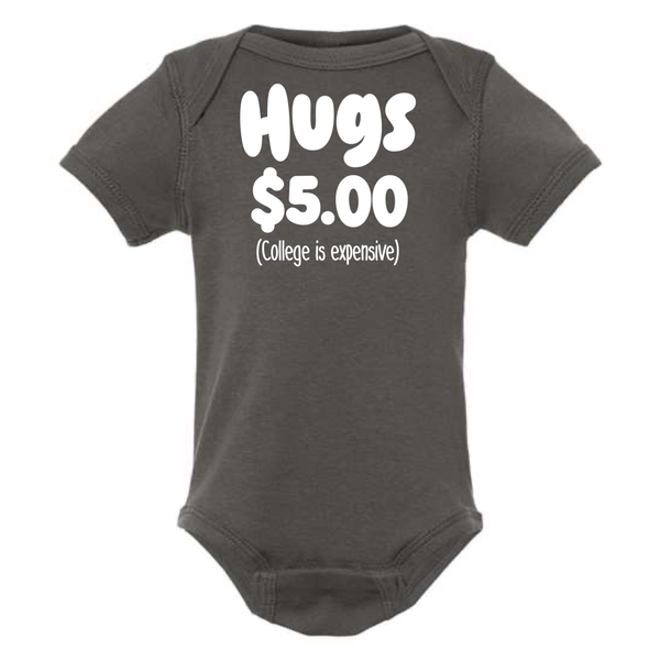 HUGS $5.00 BABY ONESIE : Black -6 months