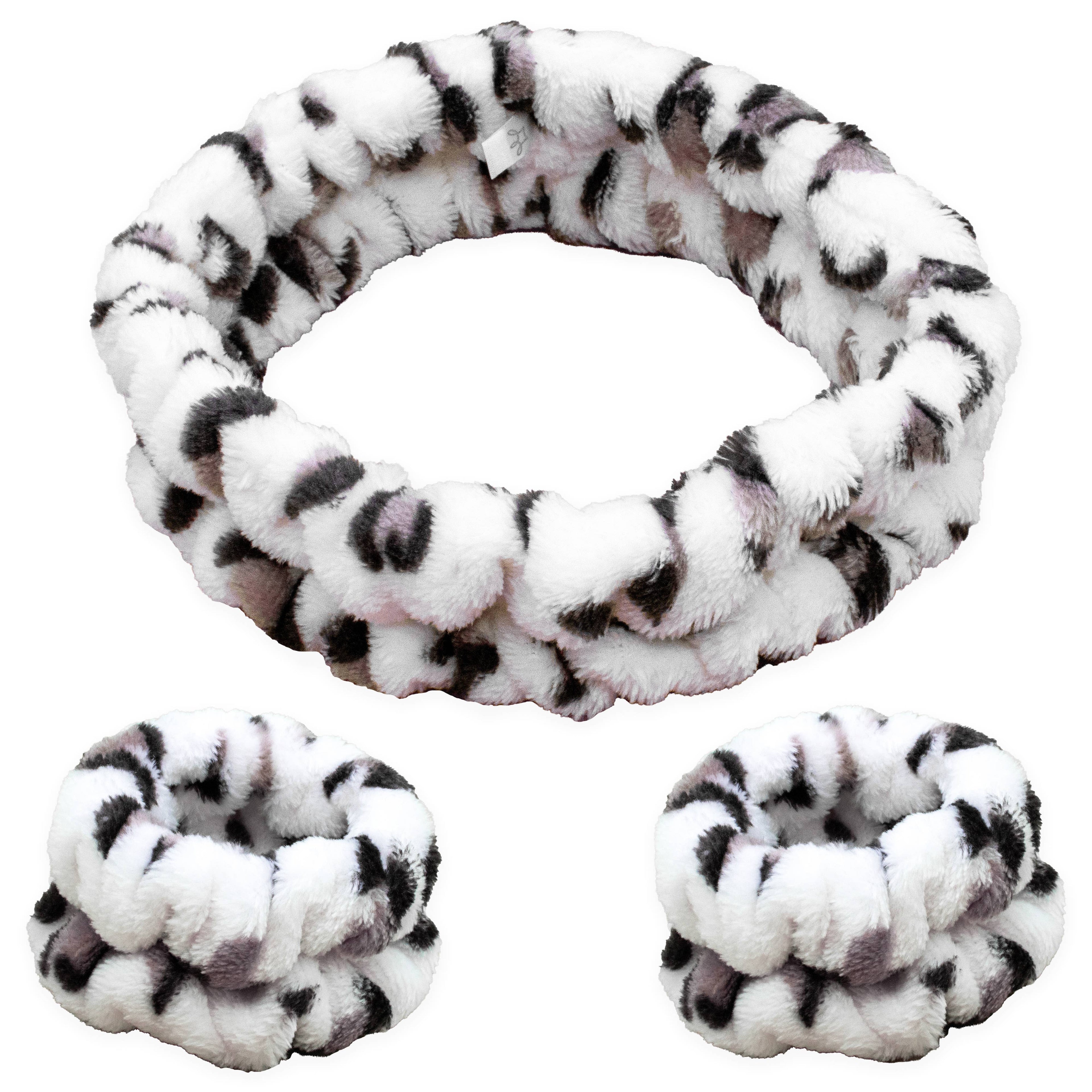 Spa Headband - Skincare Headband & Wristband Set: Leopard Print