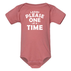 LADIES PLEASE - ONE AT A TIME BABY ONESIE: Charcoal - 12 months