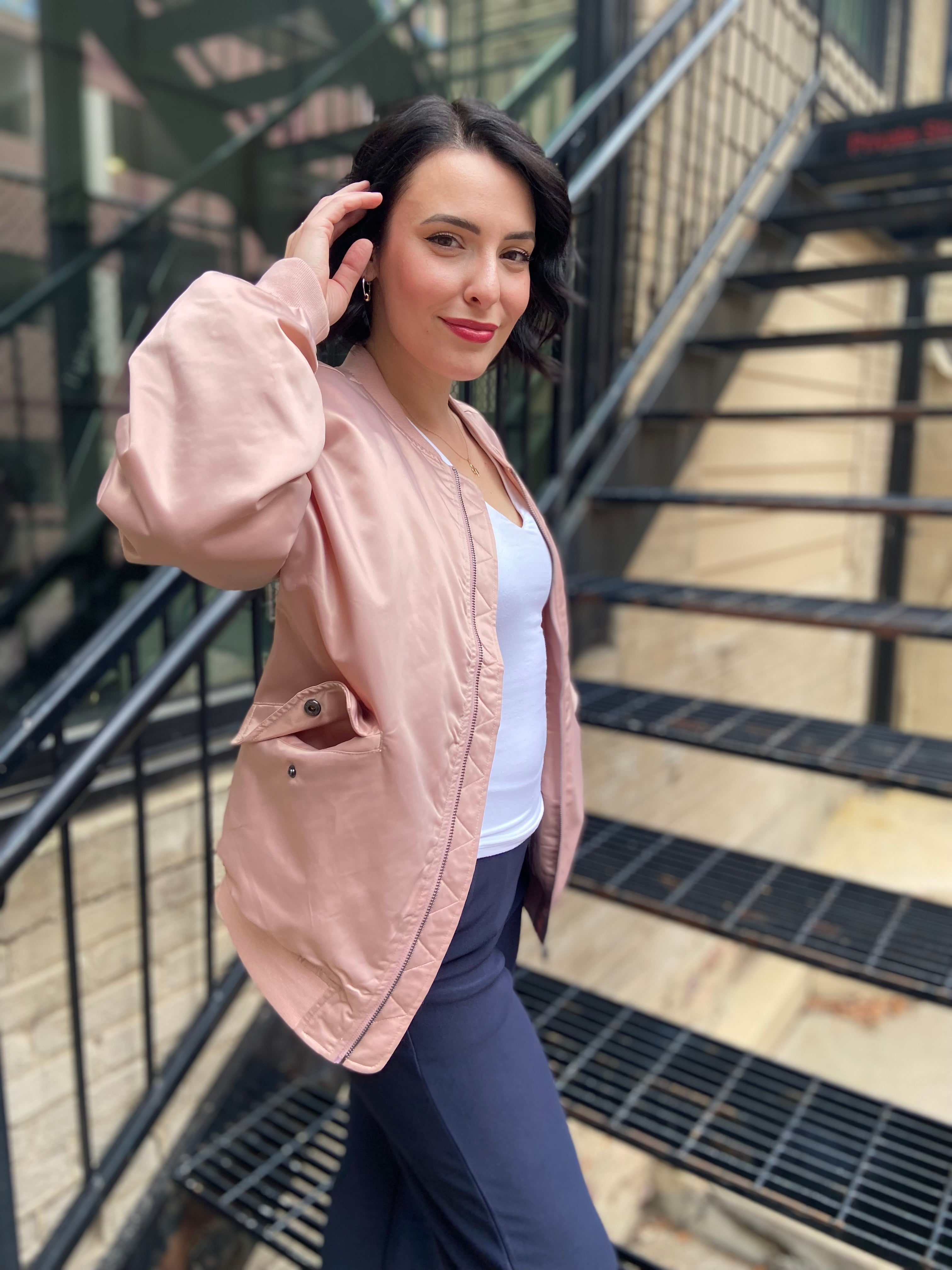 Skylar Rose Satin Bomber Jacket