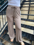 Jodie Taupe Ribbed Drawstring Pants