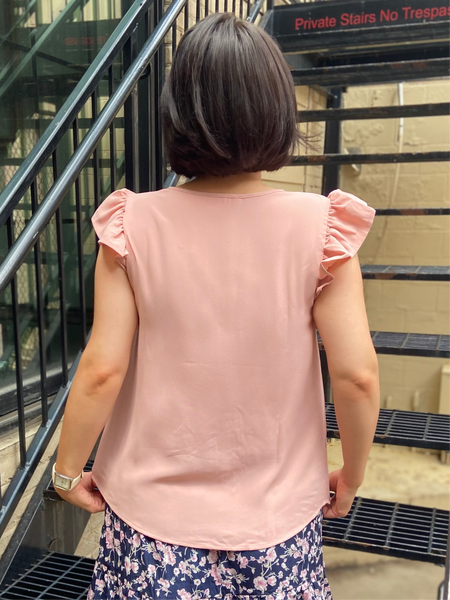 Bodhi Blush Flutter Sleeve Blouse