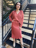 Lisa Marsala Satin Midi Skirt