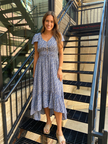 Isabella Blue Floral Maxi Dress