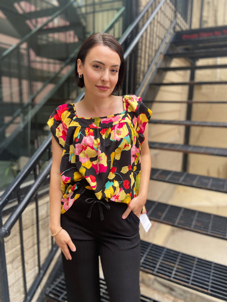 Agnes Black Floral Blouse