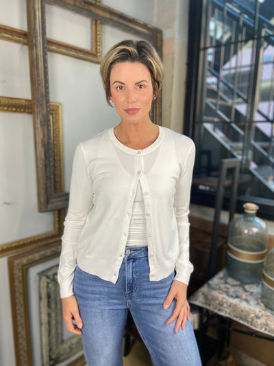 Stella White Button Up Sweater