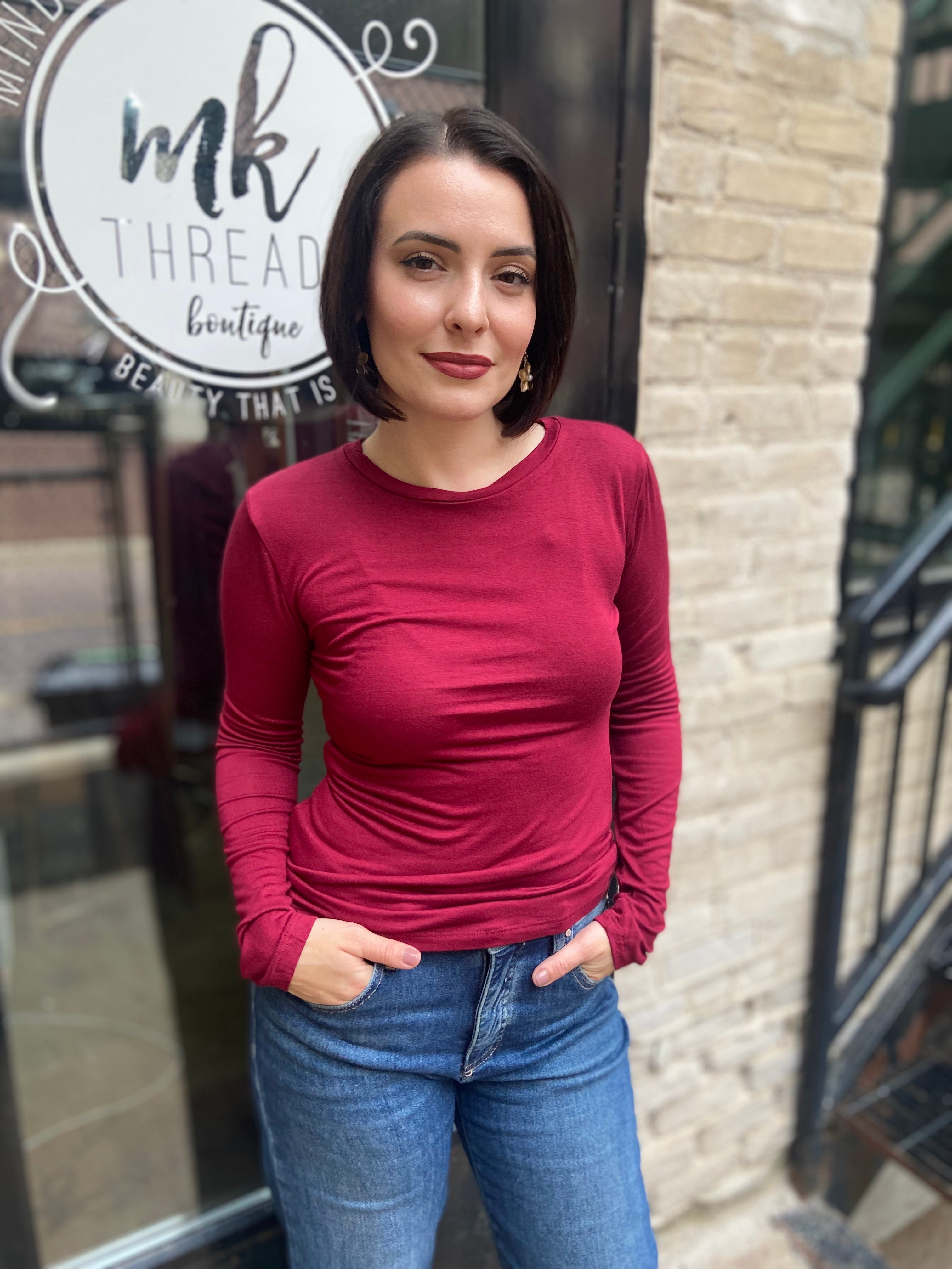 Ryan Burgundy Relaxed Long Sleeve