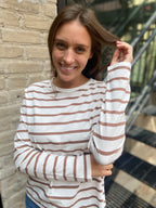 Charles Khaki & White Stripe Long Sleeve