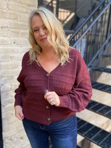 Sarah Plus Size Burgundy Cardigan Sweater