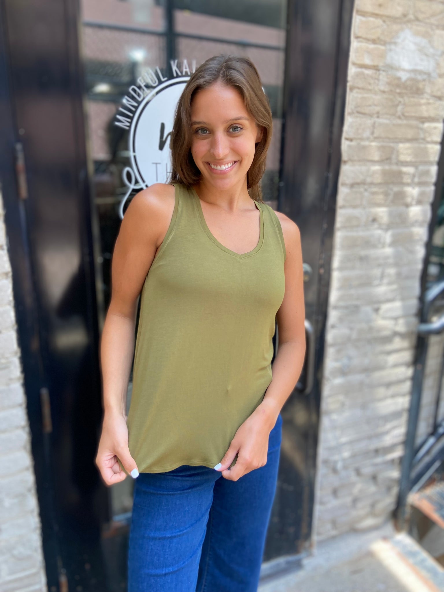 Nico Olive Relaxed Oversized Tank Top