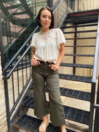 Adrienne Dark Olive High Rise Cropped Zenana Jeans