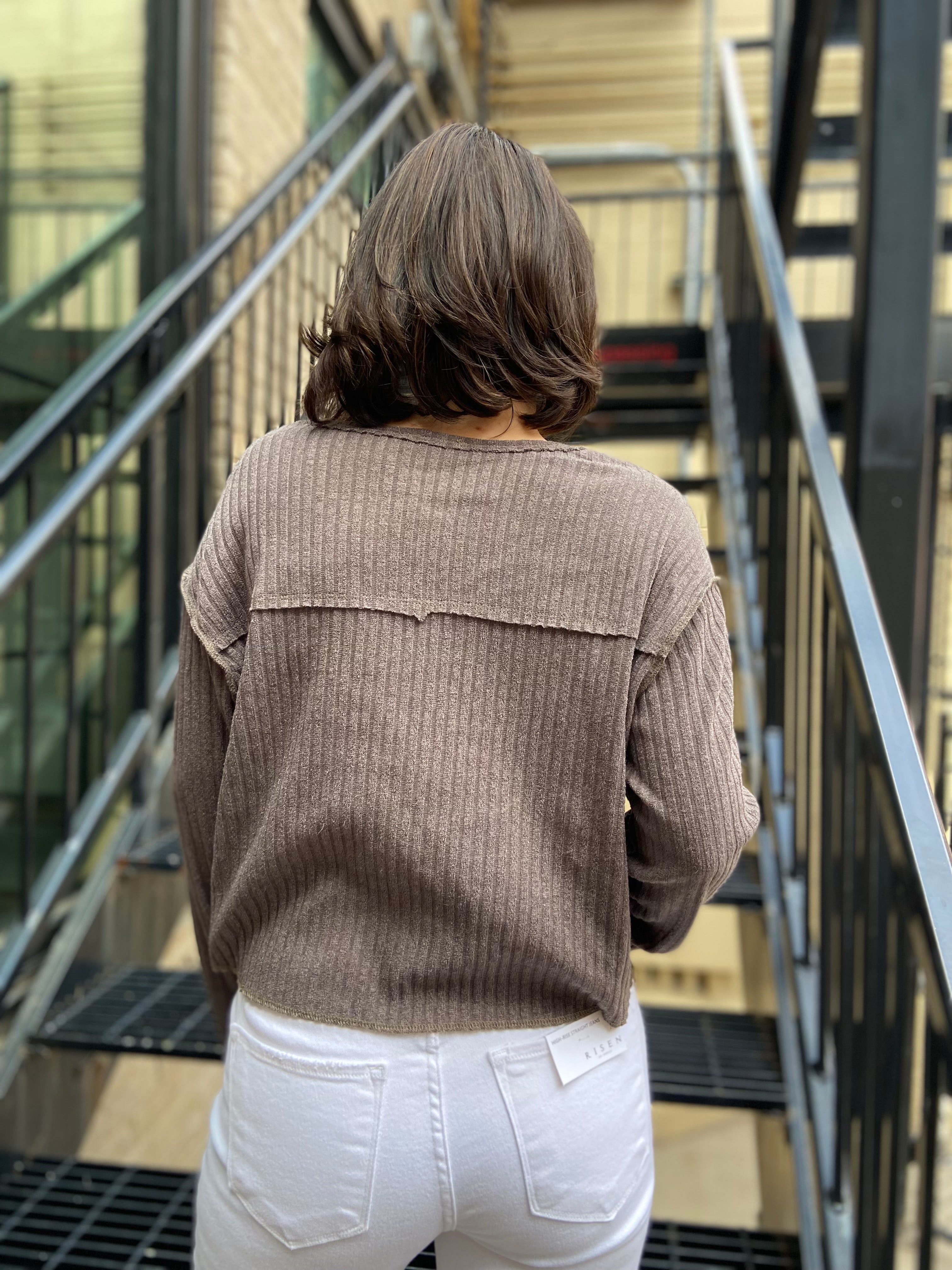 Ria Olive Light Weight Ribbed Sweater - MK Threads Boutique