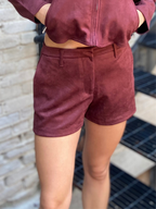 Lauri Burgundy Suede Shorts