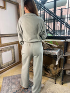 Morgan Sage Green Soft Half Zip Sweater