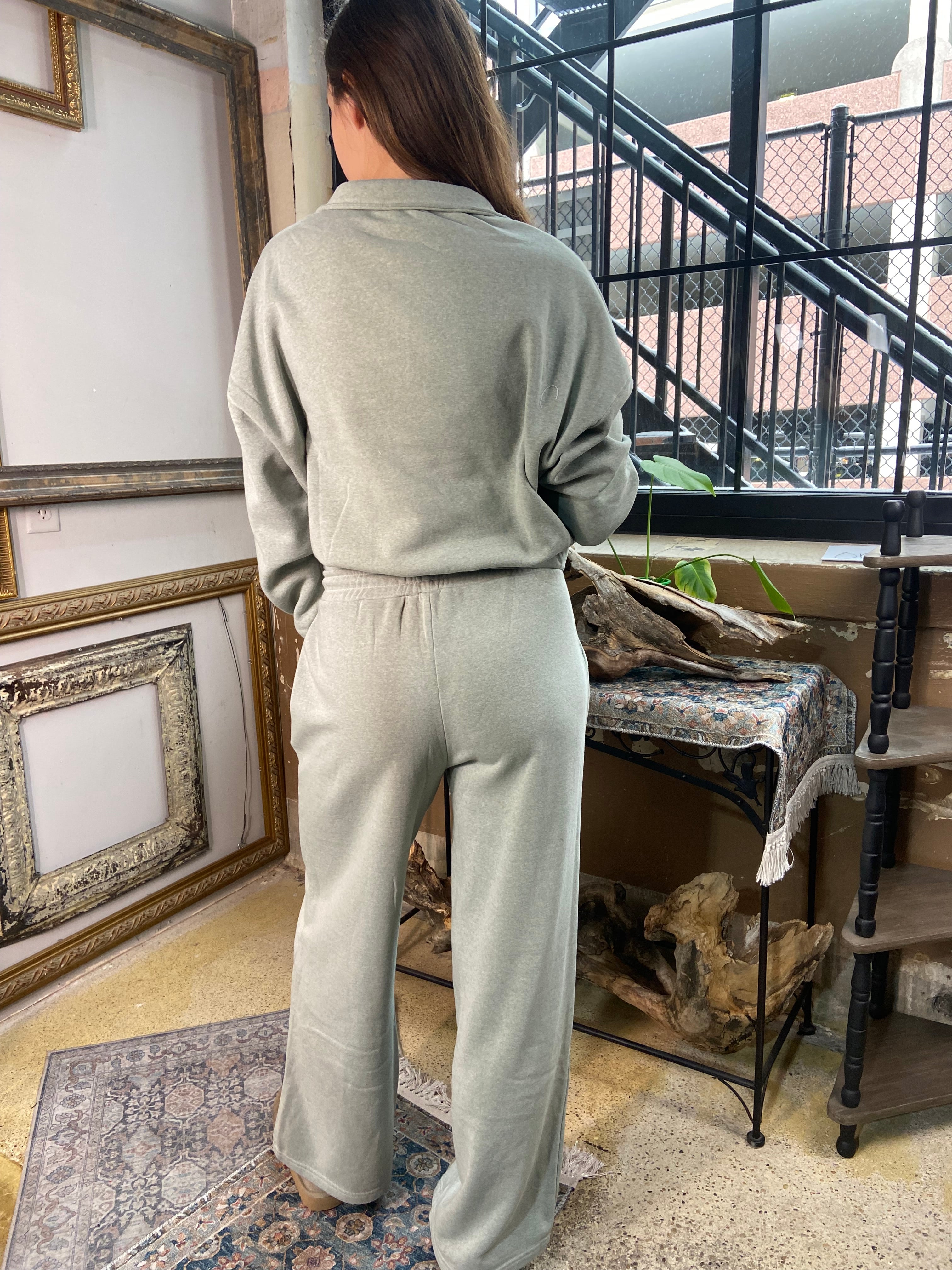 Morgan Sage Green Soft Half Zip Sweater