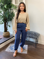 Calla Light Taupe Guaze Bell Sleeve Top