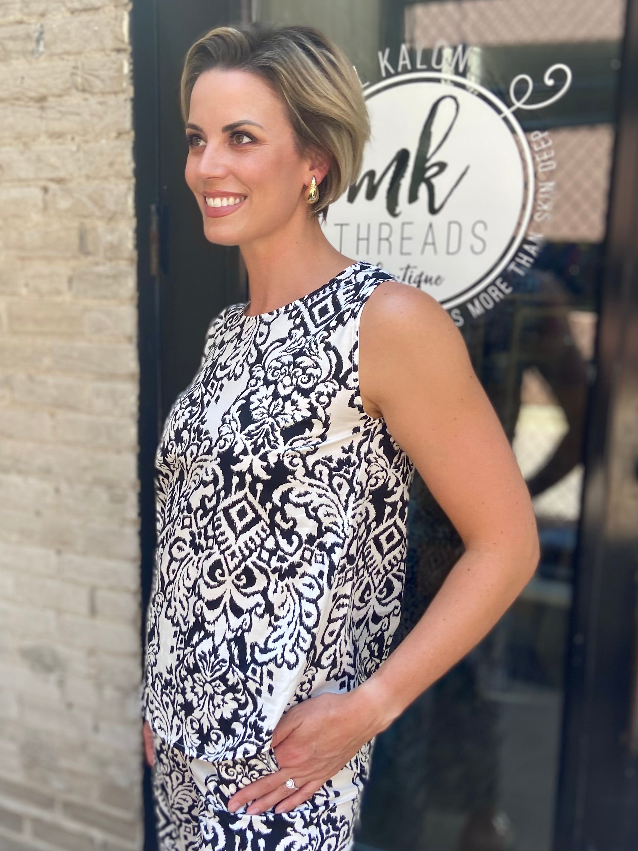 Esme Black & White Pattern Top