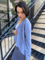 Azalia Light Blue Suede Open Crop Jacket