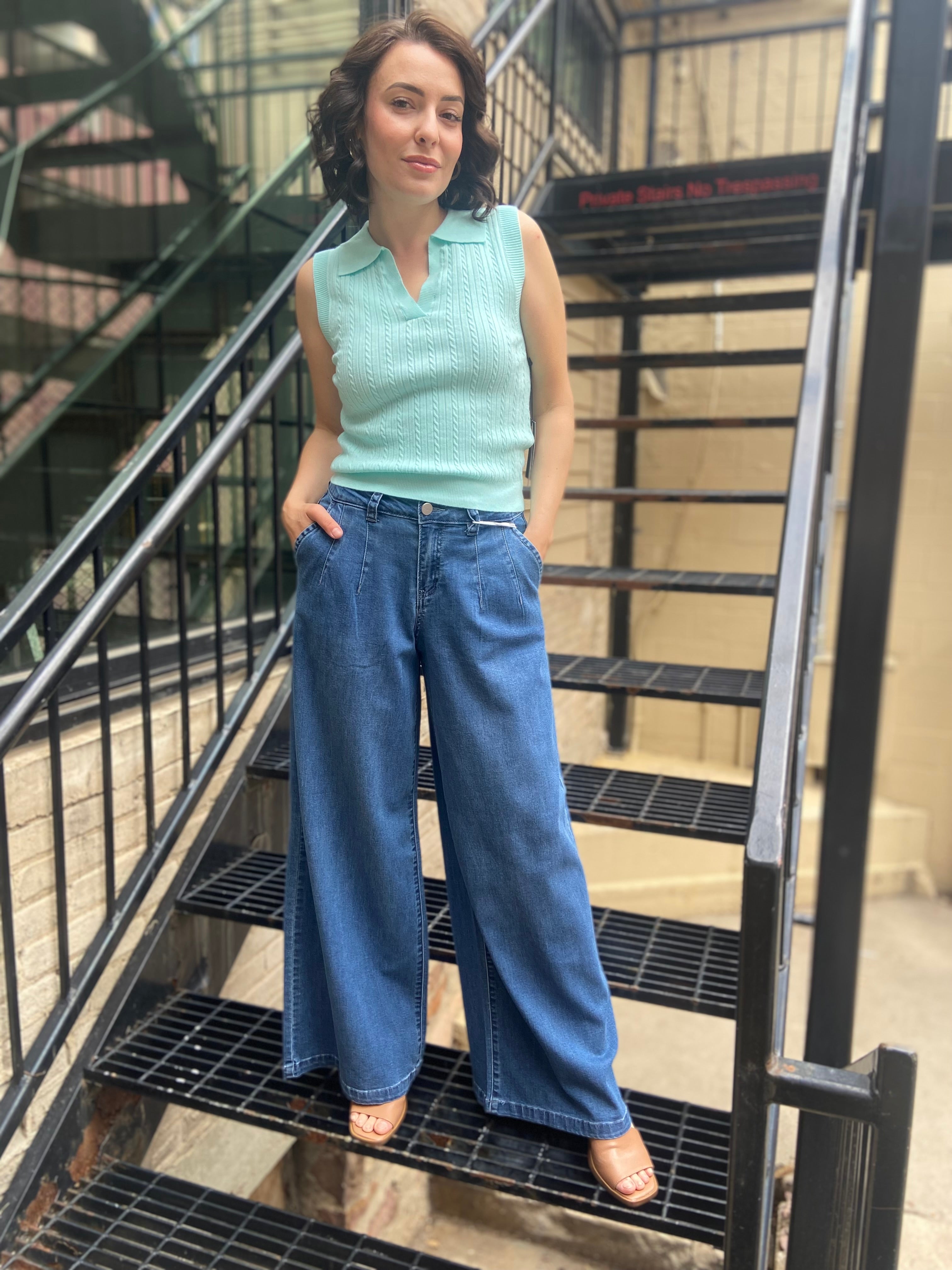 Vickie Dark Wash Baggy Wide Leg Risen Jeans