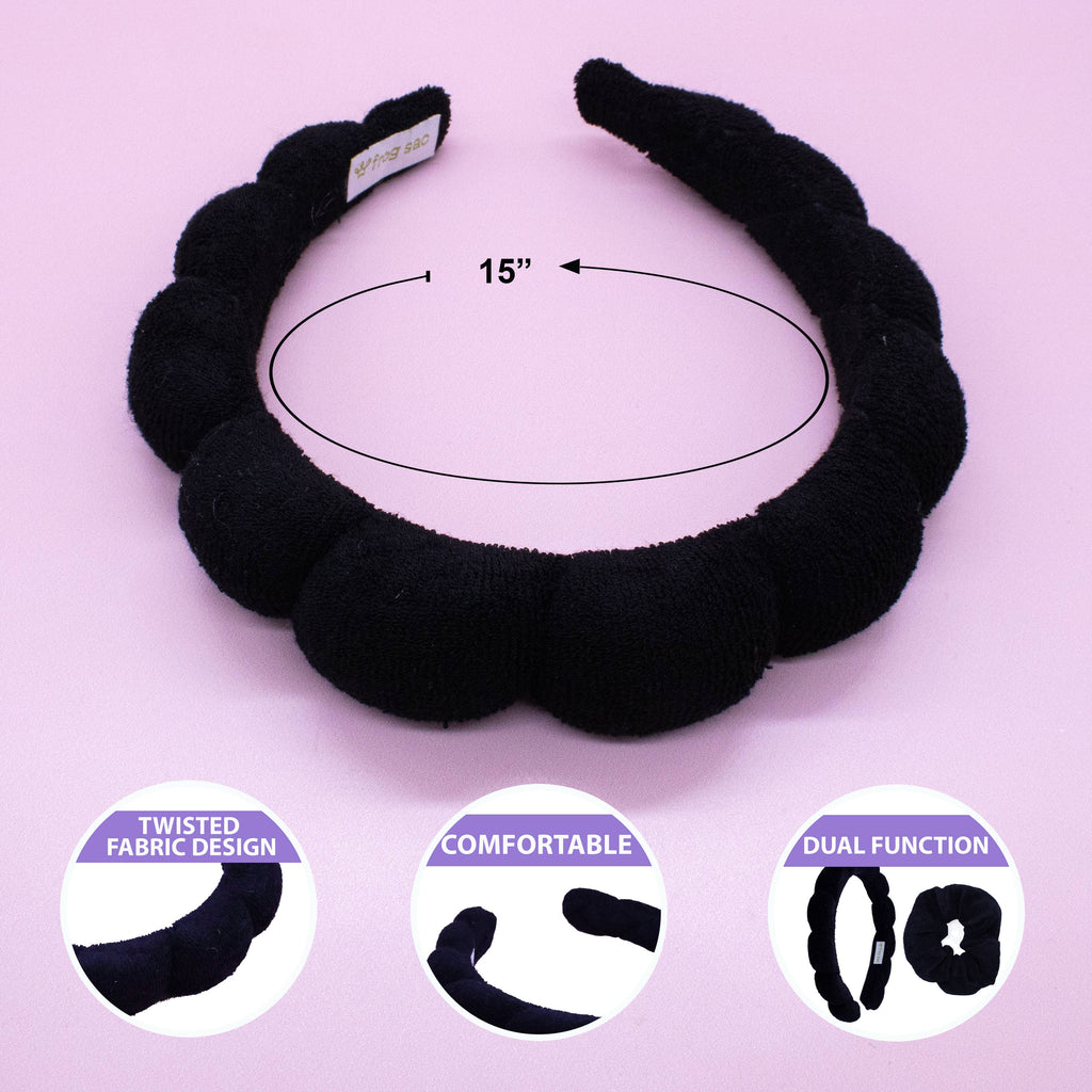 Spa Headband - Skincare Headband & Scrunchie Wristband Set: Pink