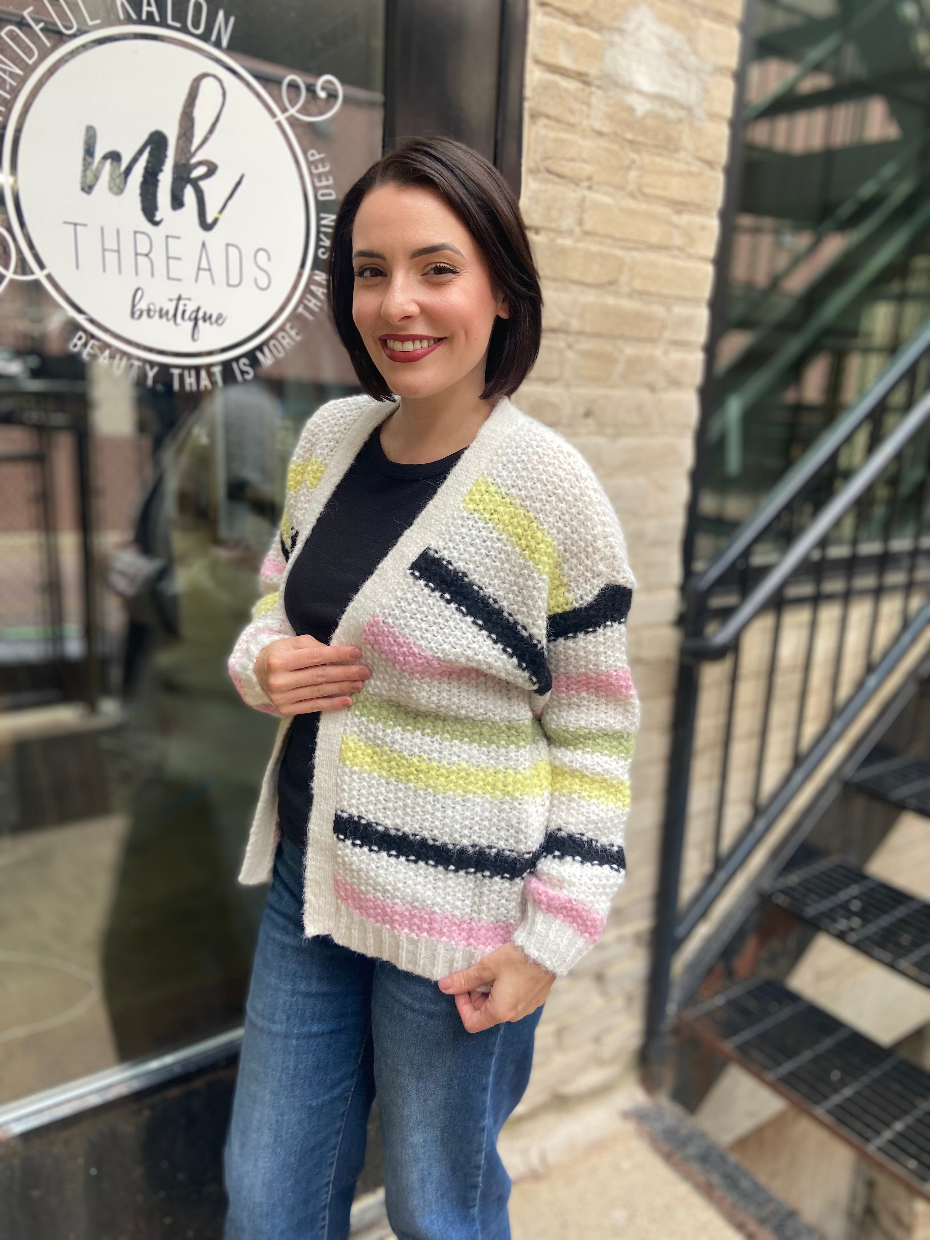 Kimmy Multi Color Striped Cardigan