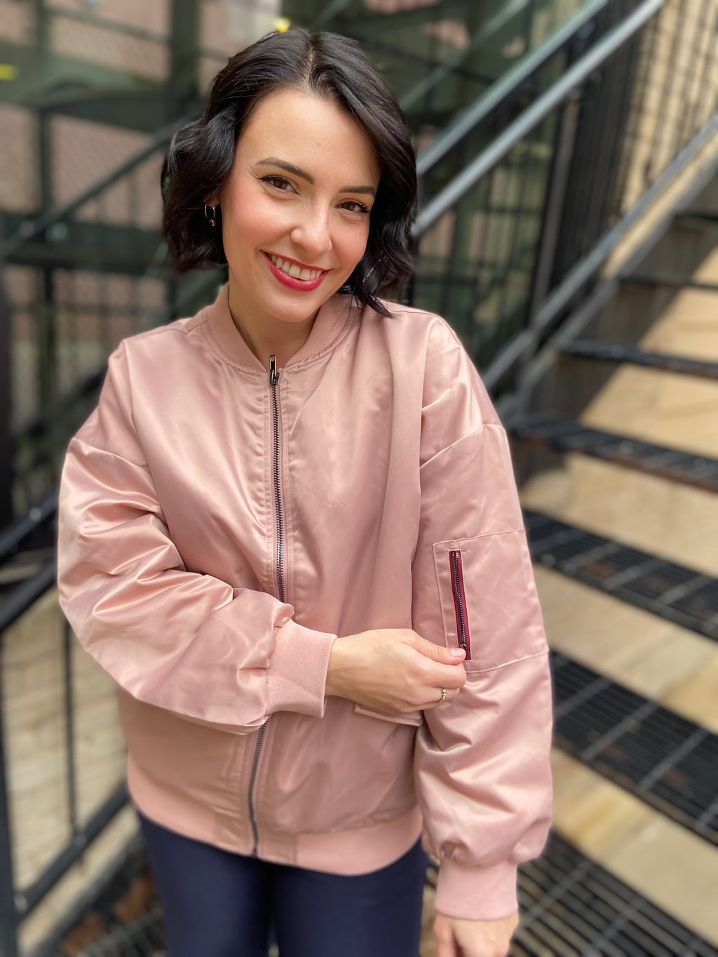 Skylar Rose Satin Bomber Jacket