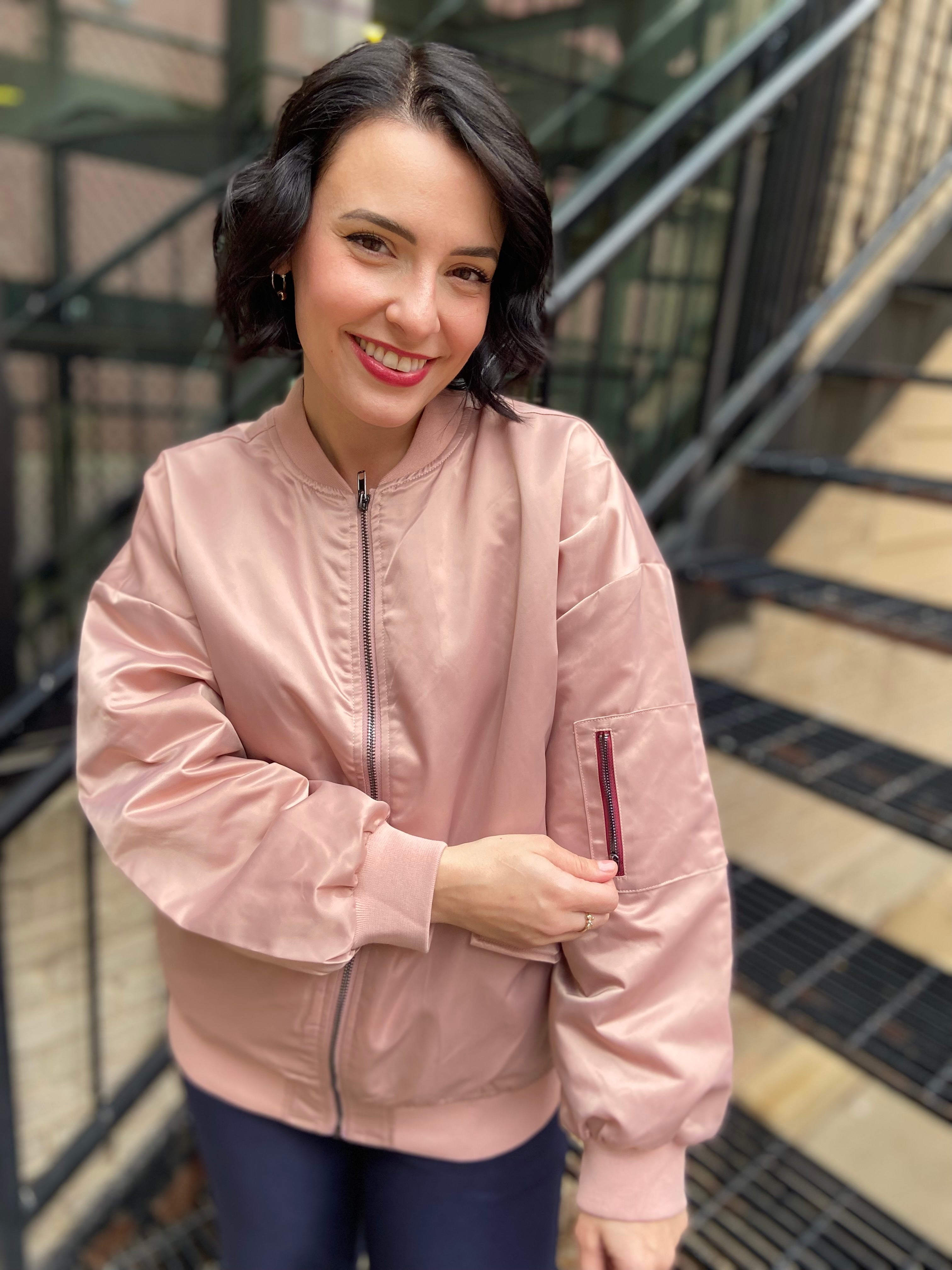 Skylar Rose Satin Bomber Jacket