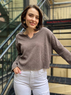 Ria Olive Light Weight Ribbed Sweater - MK Threads Boutique
