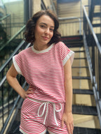 Wally Red/White Striped Sleeveless Top & Shorts Set - MK Threads Boutique