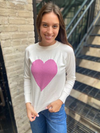 Pink Heart Crewneck Sweater