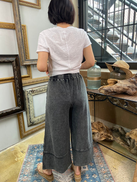 Micah Black Mineral Wash Palazzo Pants