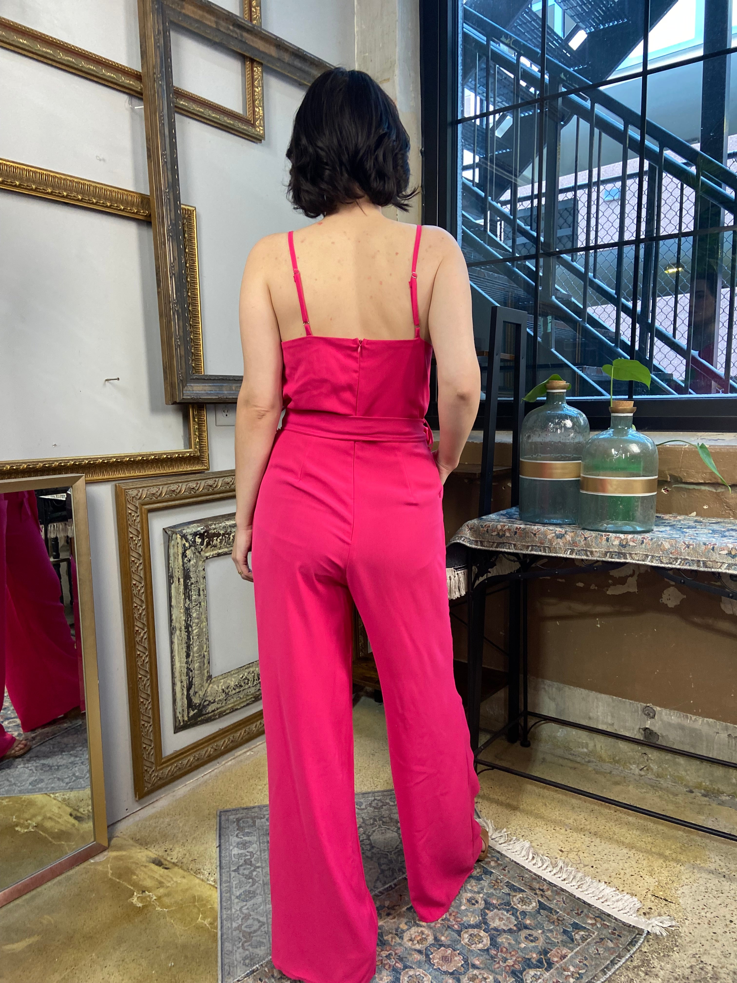 Francine Hot Pink Wide Leg Jumpsuit