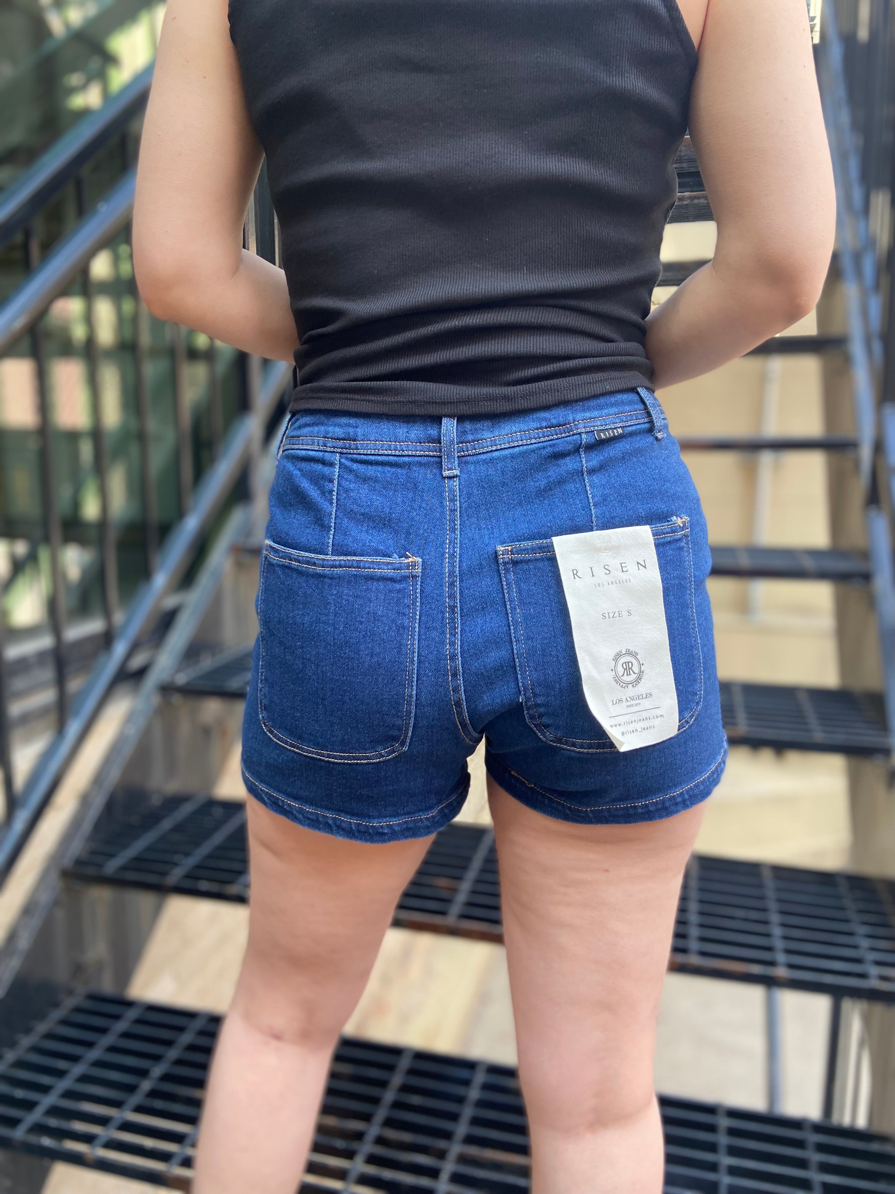 Mak High Rise Cargo Risen Jean Shorts - MK Threads Boutique