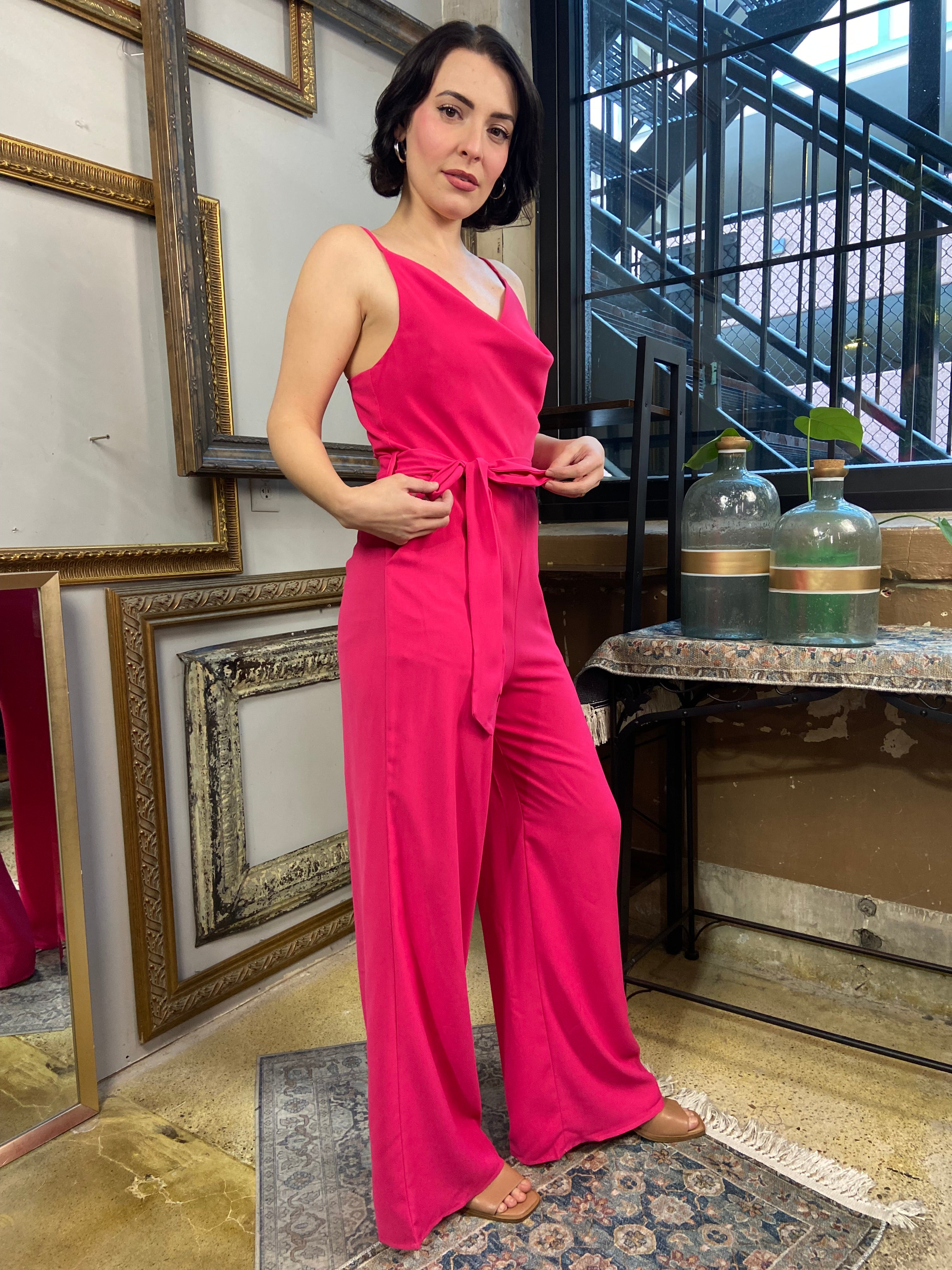 Francine Hot Pink Wide Leg Jumpsuit