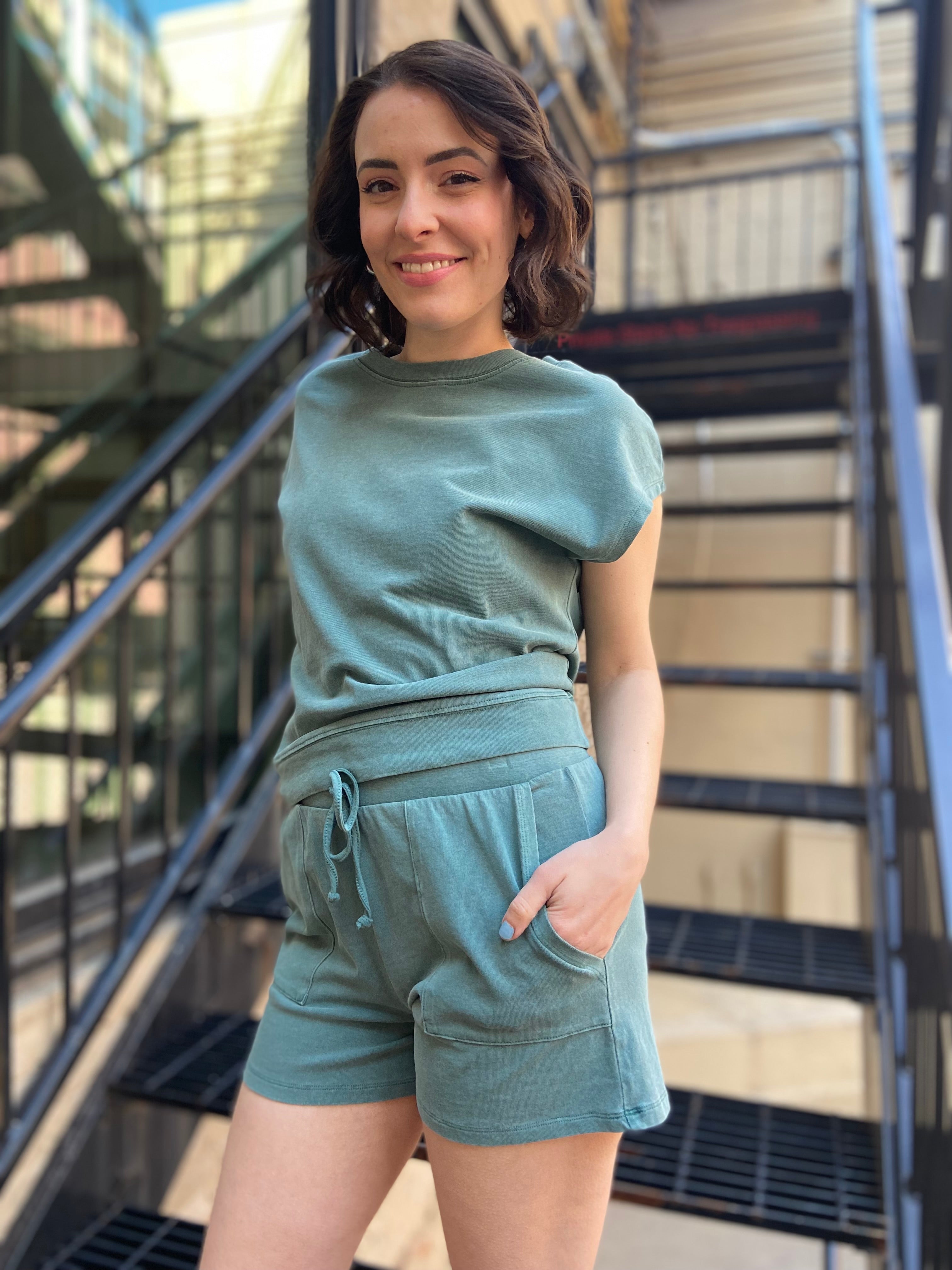 Ellie Dark Teal Sleeveless Shirt & Shorts Set - MK Threads Boutique