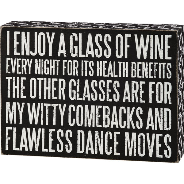 Enjoy A Glass of Wine Box Sign