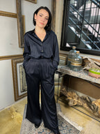 Sabrina Navy Wide Leg Pintuck Pants