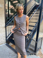 Scout Taupe Button Down Plaid Sleeveless Vest