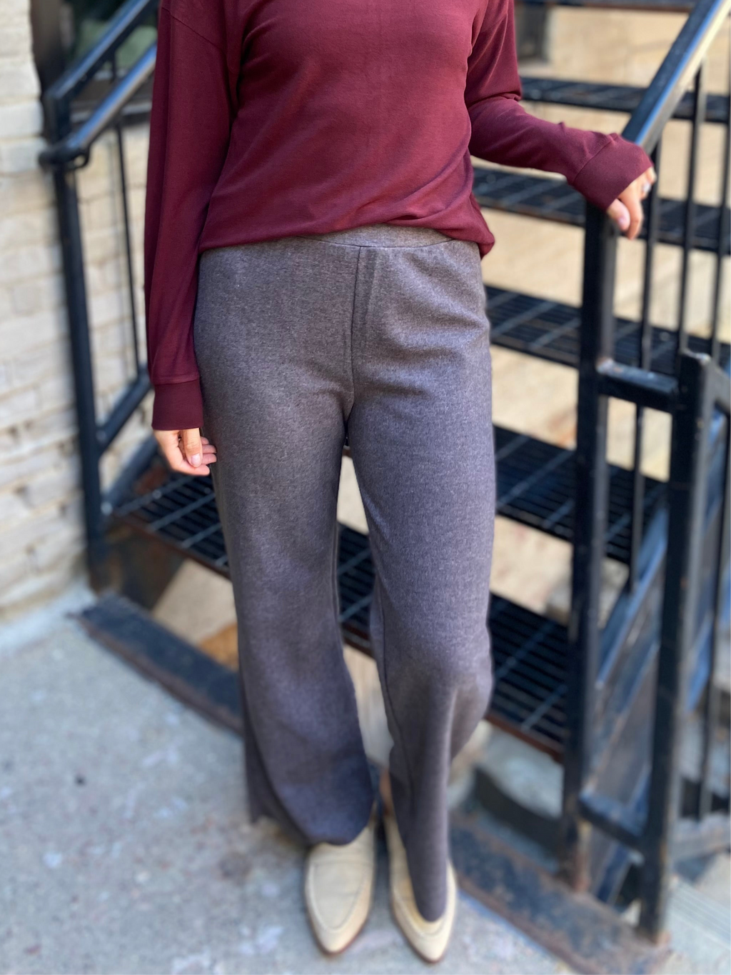 Ricardo Charcoal Elastic Waist Knit Pants