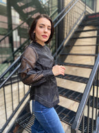 Kelsey Black Sheer Button Up