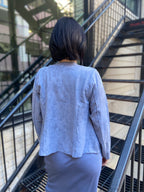 Azalia Light Blue Suede Open Crop Jacket