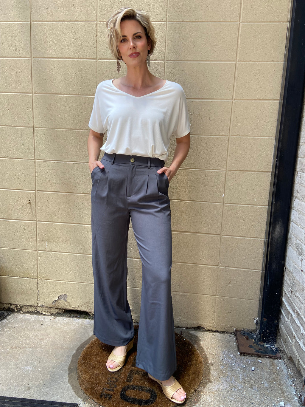 Everen Blue & White Stripe Wide Leg Pants - MK Threads Boutique