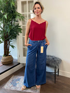 Asha Wine Scalloped V Neck Tank Top - MK Threads Boutique