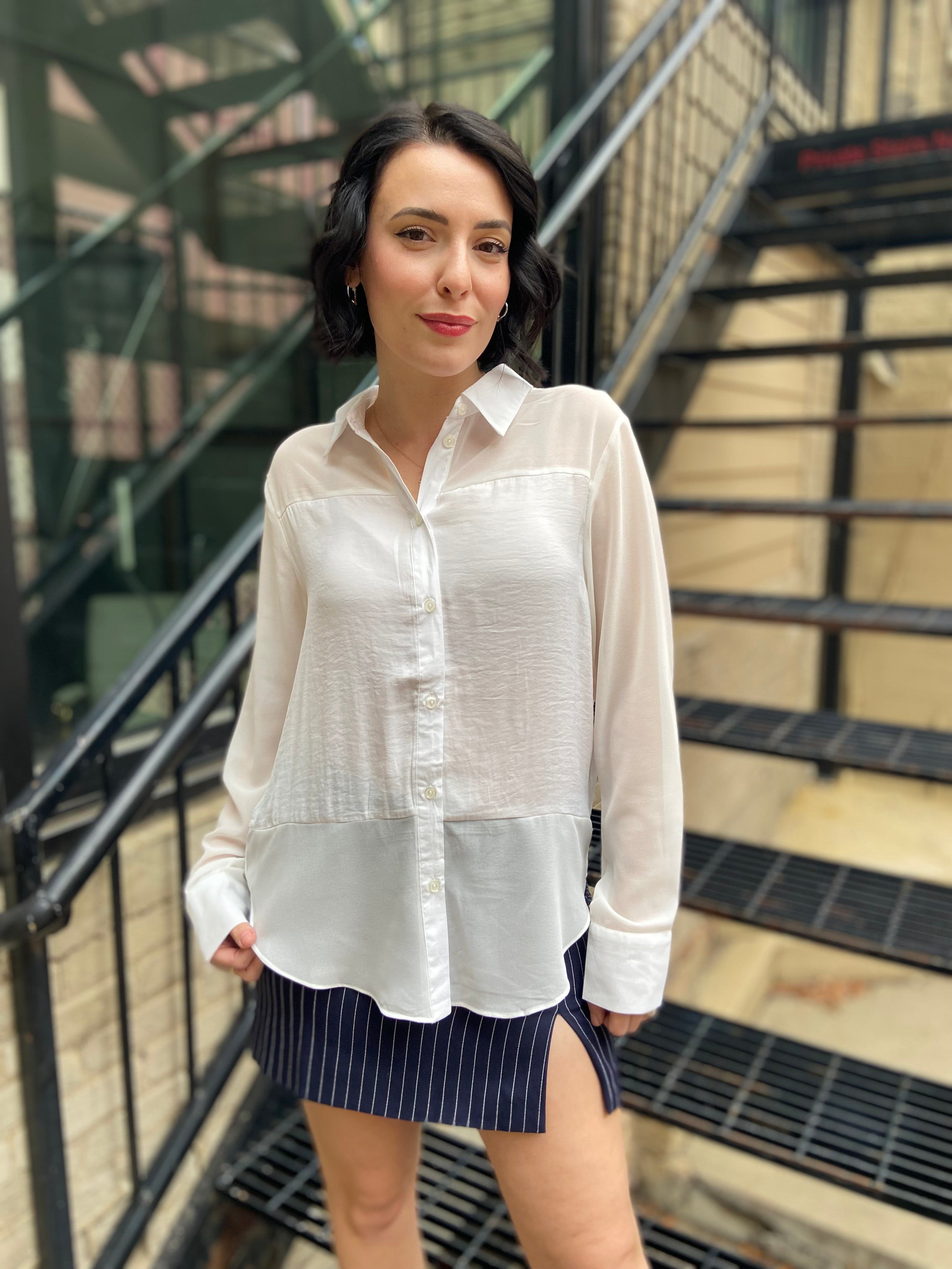 Selina White Long Sleeve Button Up